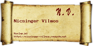 Nicsinger Vilmos névjegykártya